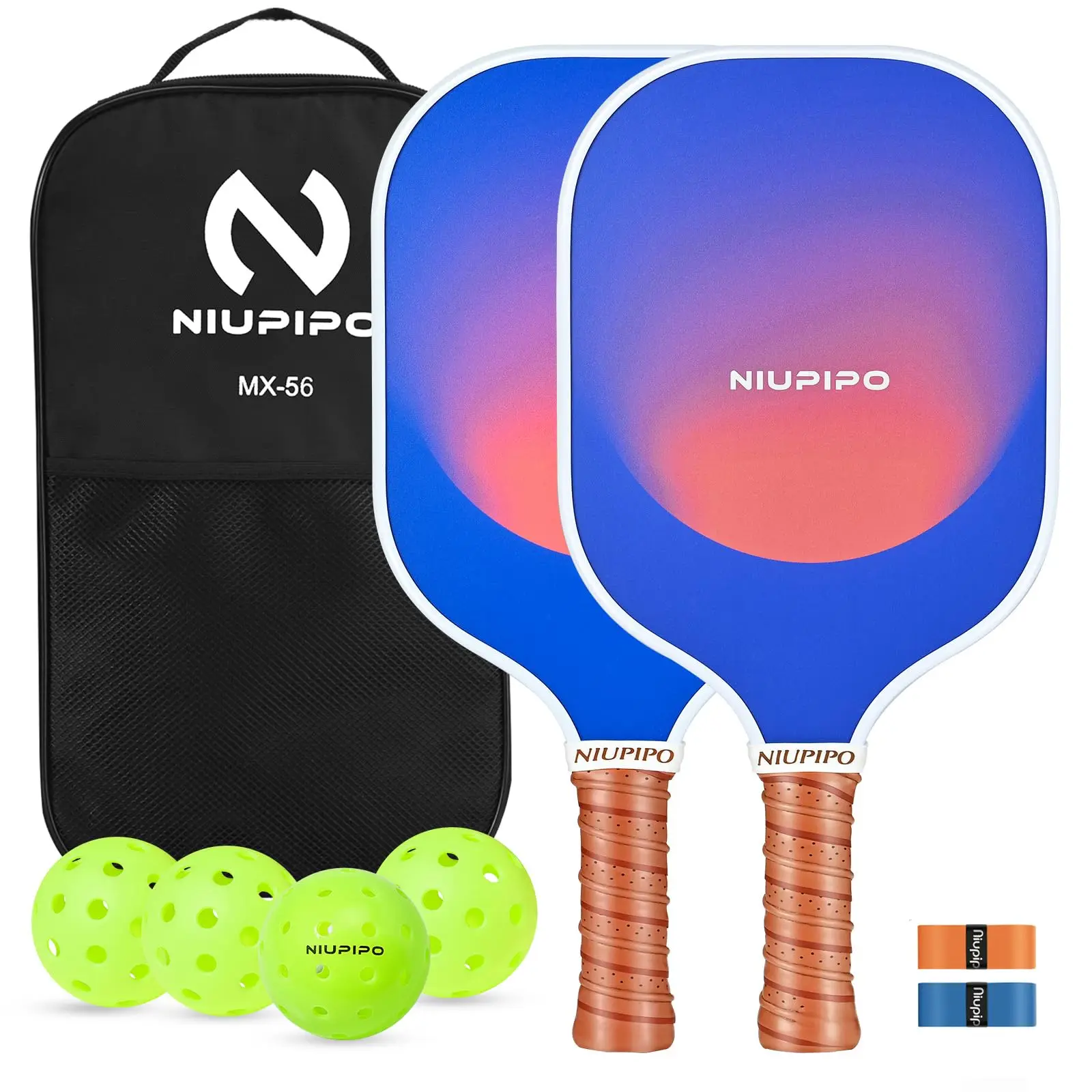 

Blue-Pink Gradient Pickleball Paddles Set, 2-Player Kit with 4 Pickleballs & Carry Bag, Ideal for Beginners & Casual Play