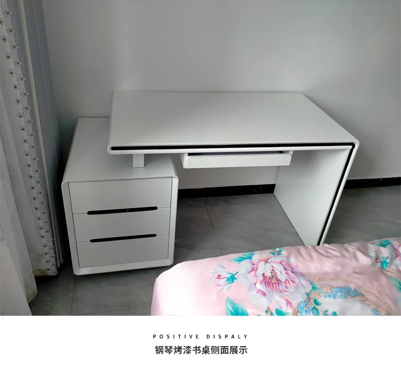 مكتب كمبيوتر مكتبي لغرفة النوم، منزل بسيط، أبيض بسيط، دفتر مكتب للكتابة للطلاب #6