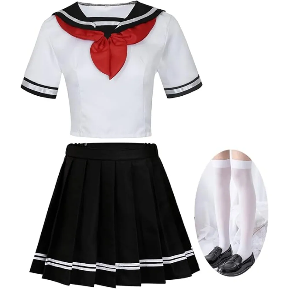 

Game Cosplay JK Uniform Skirt Short Halloween Costume Women Short Sleeve Top Pleated Skirt Sailor Suit Halloween Party