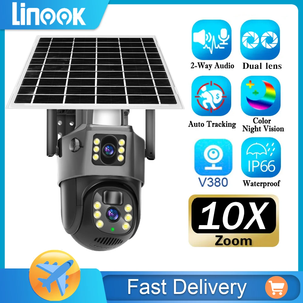 Linook V380 Pro telecamera solare WIFI 8MP 4K Wireless CCTV telecamera di monitoraggio della sicurezza esterna telecamera di sicurezza IP