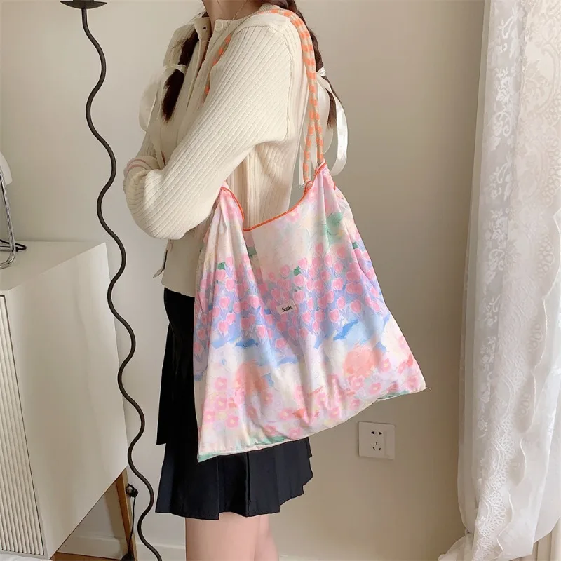 Youda New Fashion Cotton Fabric Shoulder Bag for Women Vintage Floral Striped  Handbag Large Casual Capacity Shopper Tote Bags