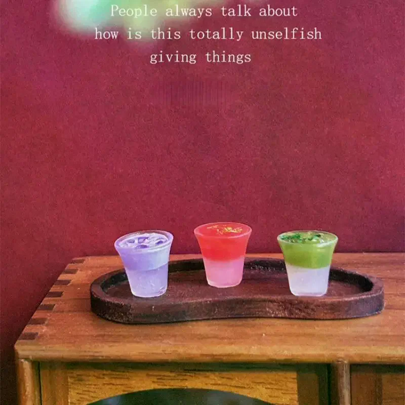 2 stuks miniatuur desserttafel drankdisplay model poppenhuis mini kokoswater serie gearomatiseerde dranken poppenhuisaccessoires