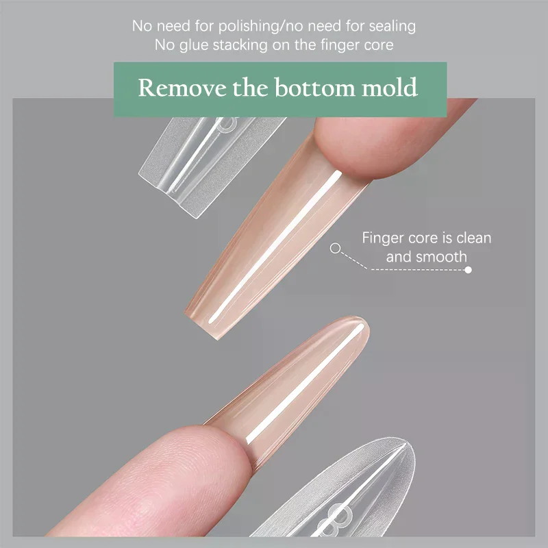 

240Pcs Sandwich Dual Nail Form Mold Reusable Full Cover Mold Clear Nail Art Extension Shaping Tool Coffin Almond Nail Forms