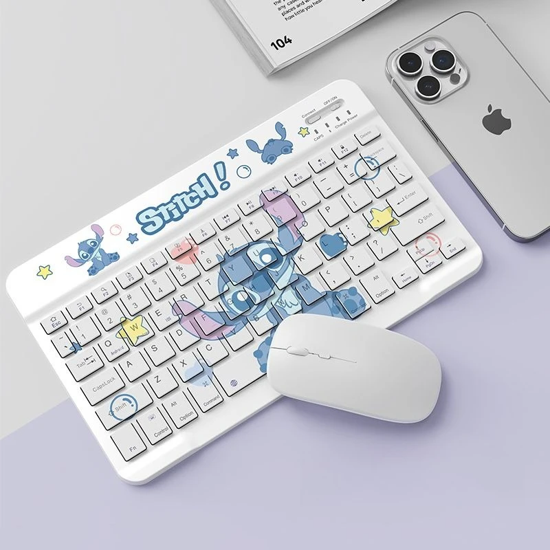 Stitch Wireles Bluetooth Keyboard for IPad Tablet Cute Cartoon Donald Duck Mute Rechargeable Keyboards Mini Portable Keyboard