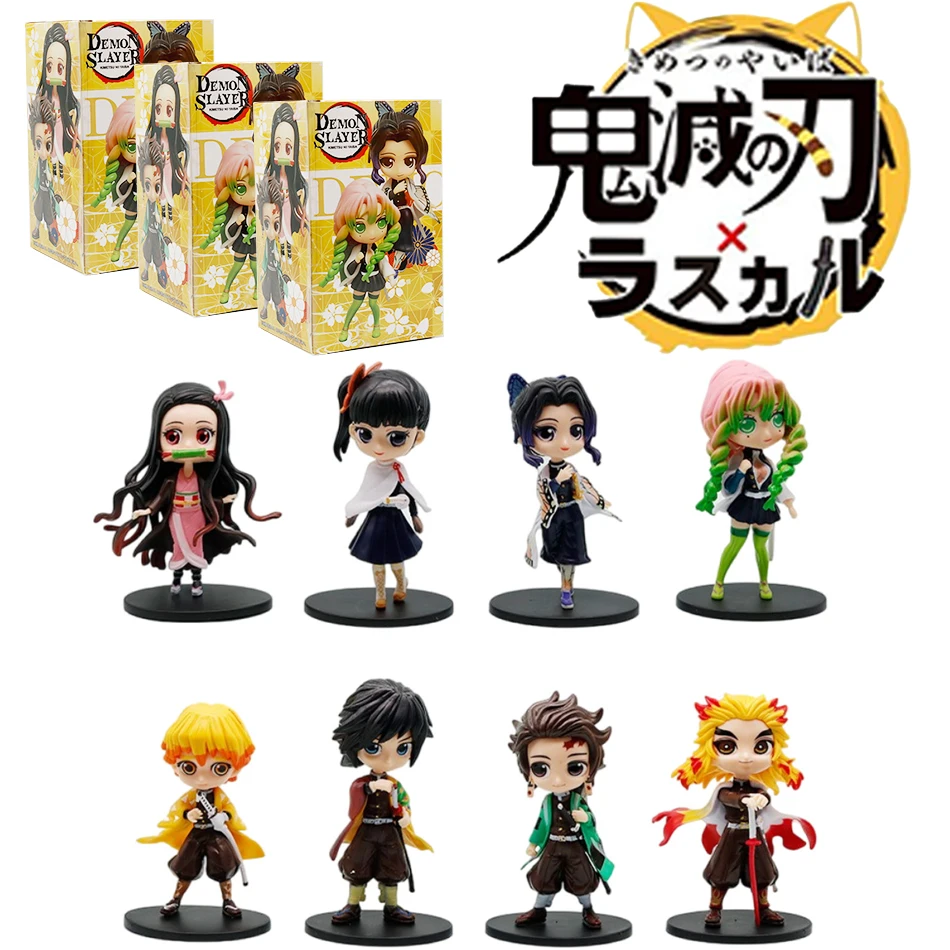 Figura de Anime Demon Slayer Kimetsu no Yaiba de 14 cm, Nezuko, Tanjirou, Mitsuri, Shinobu, Zenitsu, Kyoujurou, Figura de Acción, Modelo de Juguete, Regalos