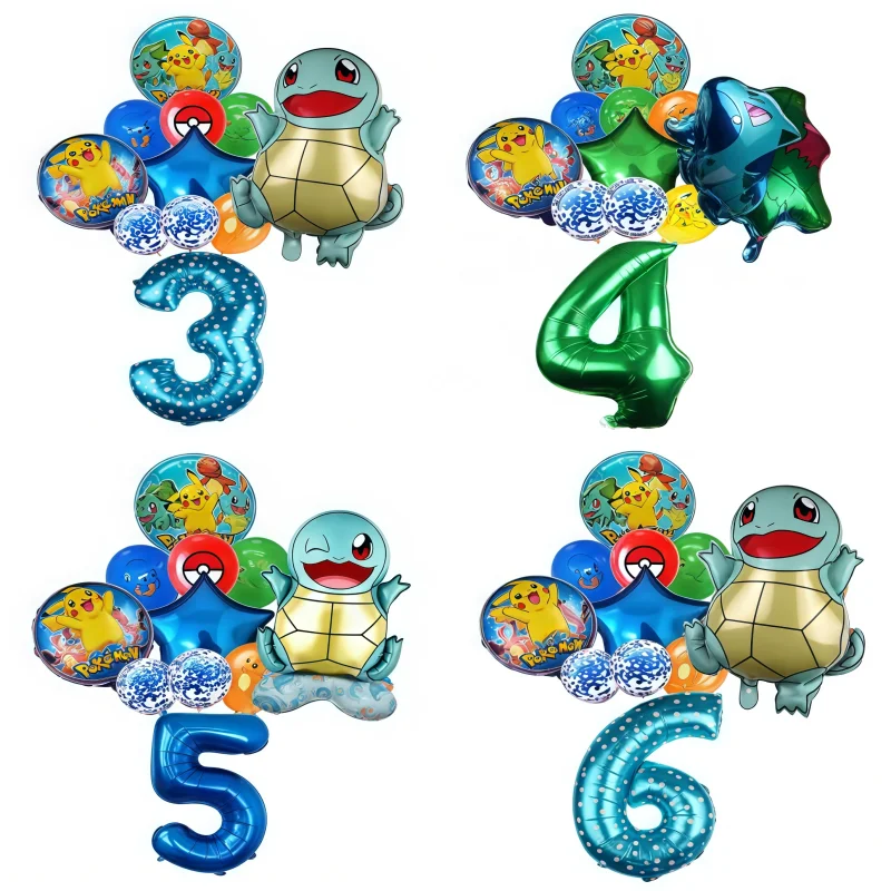 

Pokemon themed balloon 32 inch digital balloon set for children's birthday new Pikachu aluminum foil ball party decoration toy
