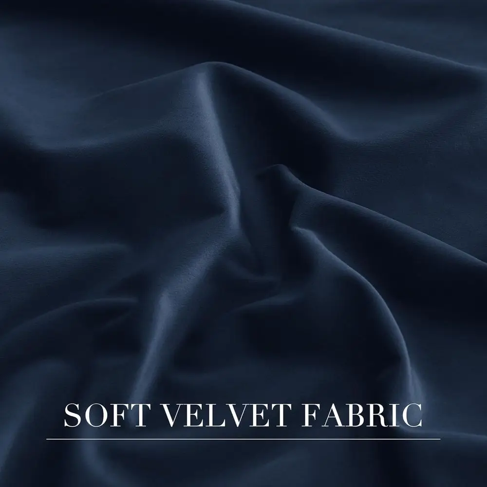 Navy Blue Velvet Pinch Pleat Room Divider Curtains, 66x84, Blackout & Thermal Insulated for Privacy in Living Room