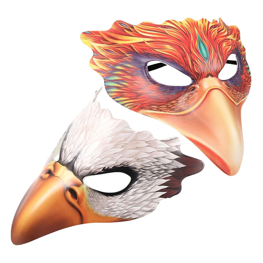 

2Pcs Animal Masks Creative Bird Shape Half Face Lightweight PU Mask for Halloween Masquerade Party Cosplay Accessory