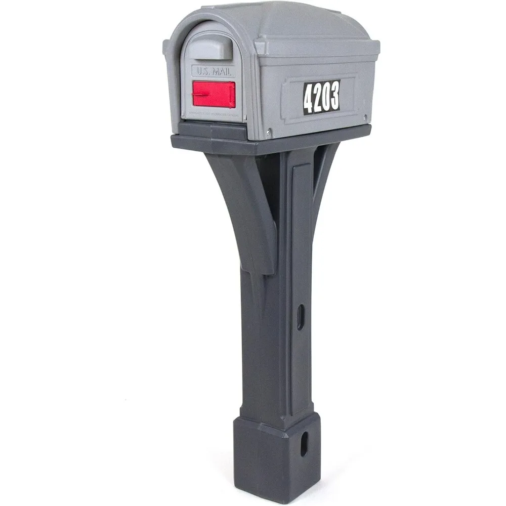 

Classic Plastic Residential Mailbox & Post Mount Combo Kit with 2 Access Doors - Light Gray/Dark Gray