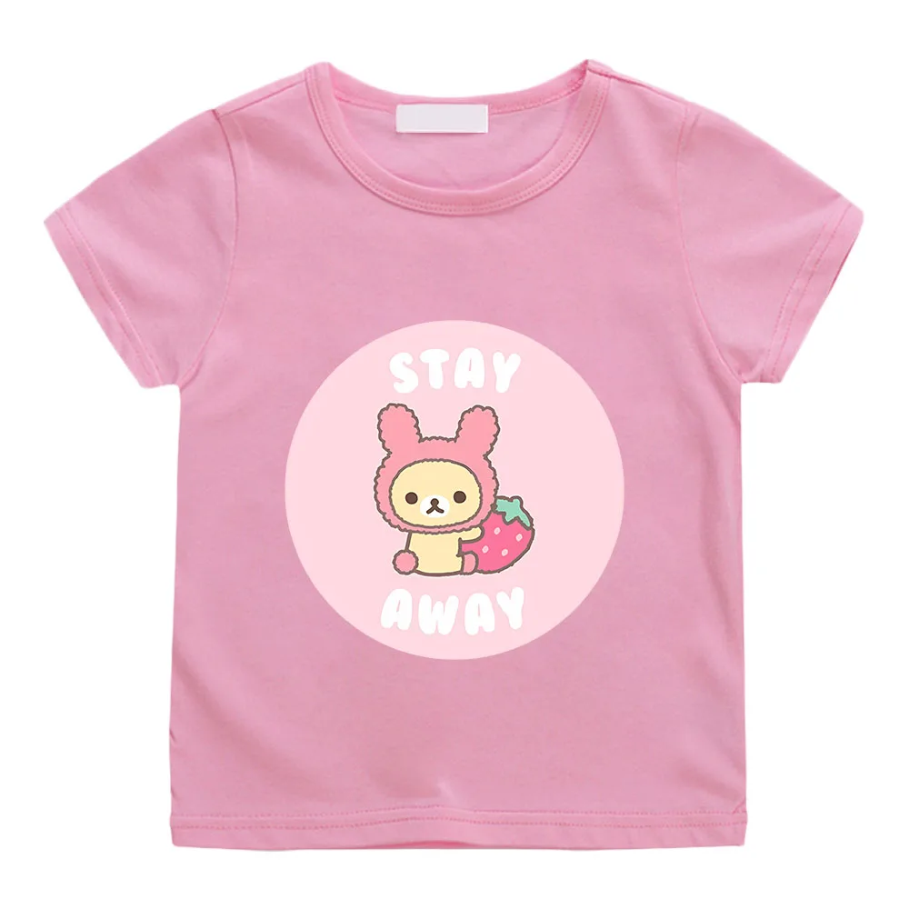 Rilakkuma Girls T-Shirt Kwaiii Cute Graphic Print Cartoon Short Sleeve Tshirt for Kids Fashion Trend Boys Unisex Clothes Y2k