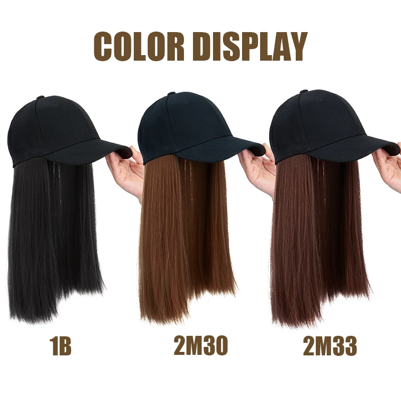 Модный черный парик, бейсболка, цельный, регулируемый парик из синтетических прямых волос, удобная посадка для повседневной носки