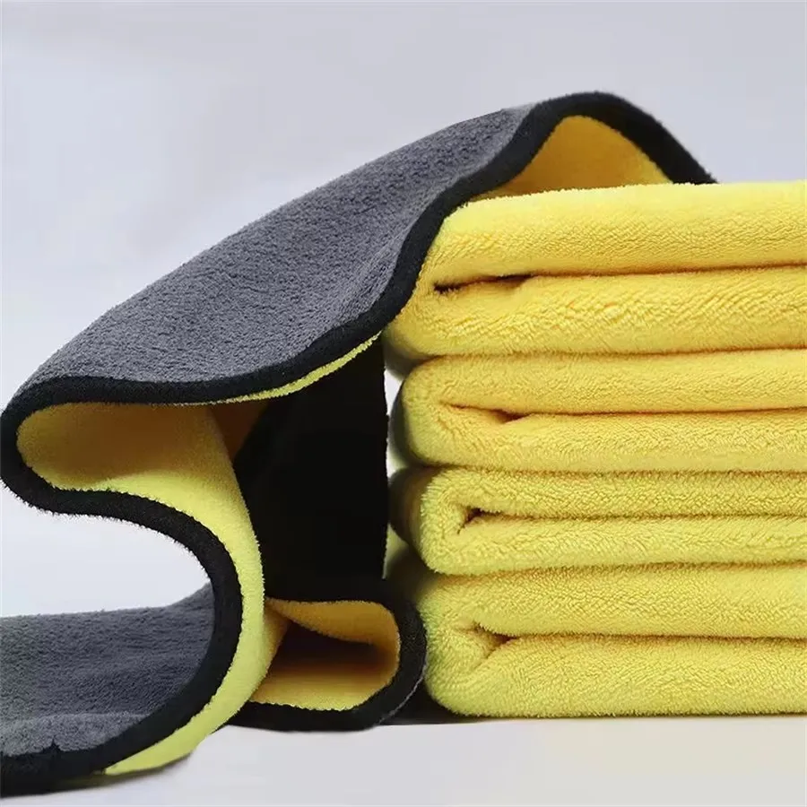 1/3pcs Multifunction Absorbent Microfiber Car Wash Towel Drying Cloth Rag For Auto Detailing Cleaning Polishing Washing Yellow