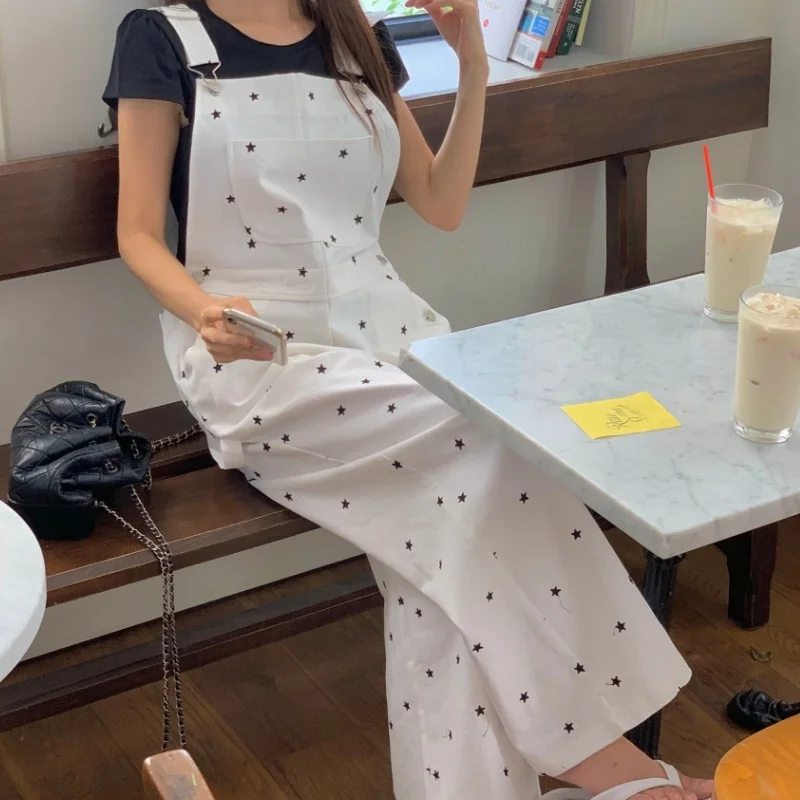 

Star Print One-Piece Suit with Straps Slimming Age-Defying Korean Style Women's Fashion Spring Autumn Winter Casual Wear