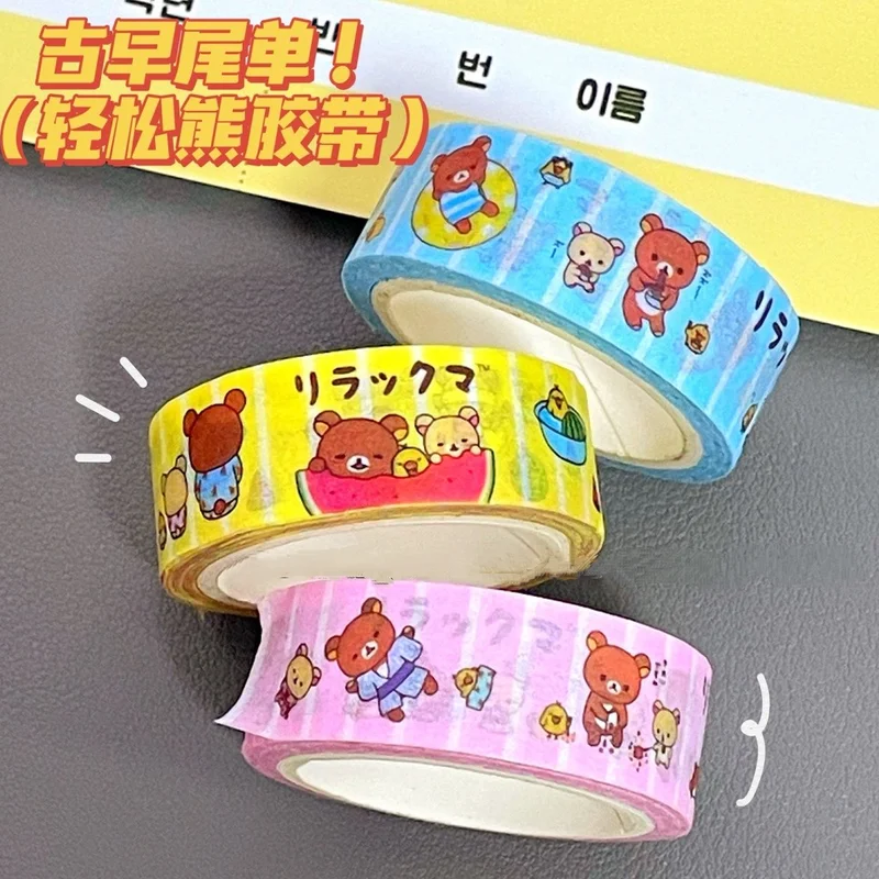 

3 шт. бумажная лента Rilakkuma, милый мультяшный студенческий журнал, наклейка для девочек, канцелярские принадлежности «сделай сам», закладка, зеркальный чехол для телефона, подарочное украшение