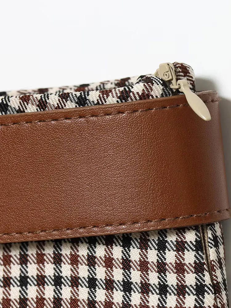 NLZGMSJ مع حزام النساء منقوشة التنانير 2026 الربيع سستة سميكة عالية الخصر ألف خط تنورة الإناث ميدي تنورة طويلة Y2K #5