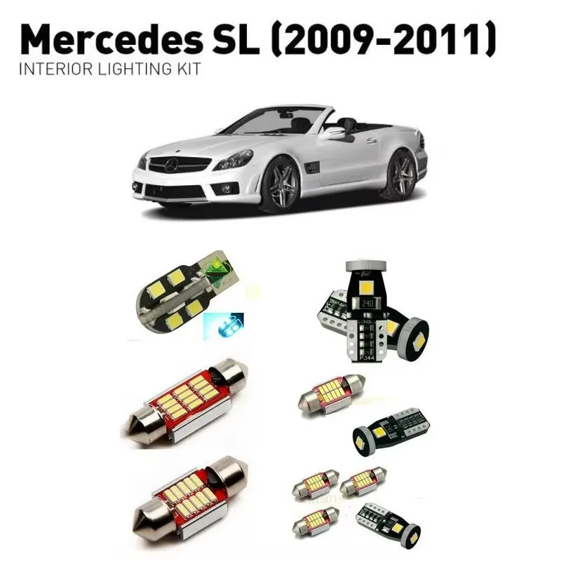 

For mercedes sl 2009-2011 11pc Car Led Interior Lighting Auto automotive light bulbs lamp for cars error free
