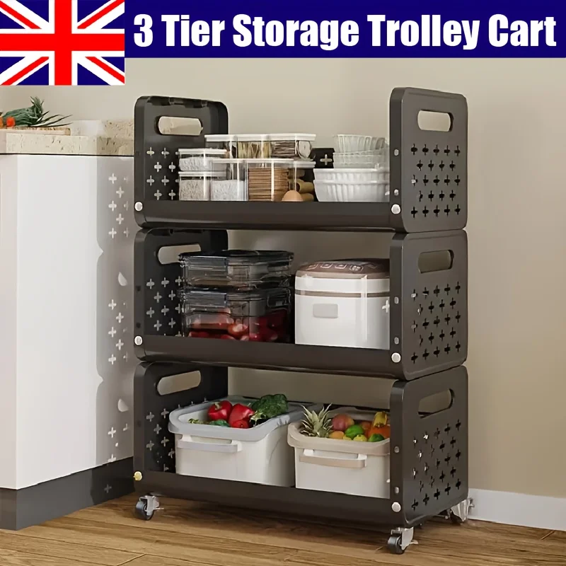 3 i Tier Rolling Kitchen Storage Cart with Wheels Multi i Purpose Organizer for Fruits Vegetables