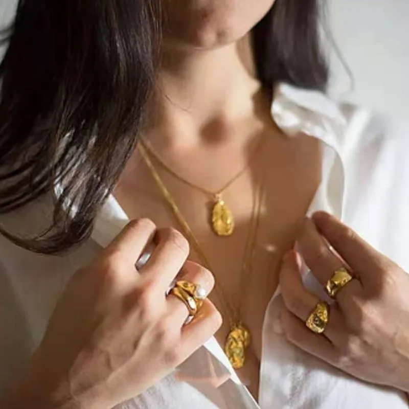 Joolim Jewelry High End PVD Wholesale Non Tarnish Pearl Irrregulality Stainless Steel Ring for Women