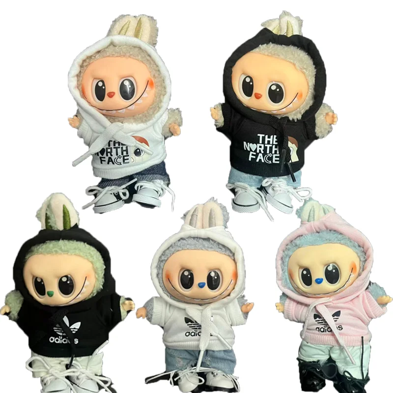 New For Labubu Doll Hooded Clothing Set 15 17cm Clothes Shoe