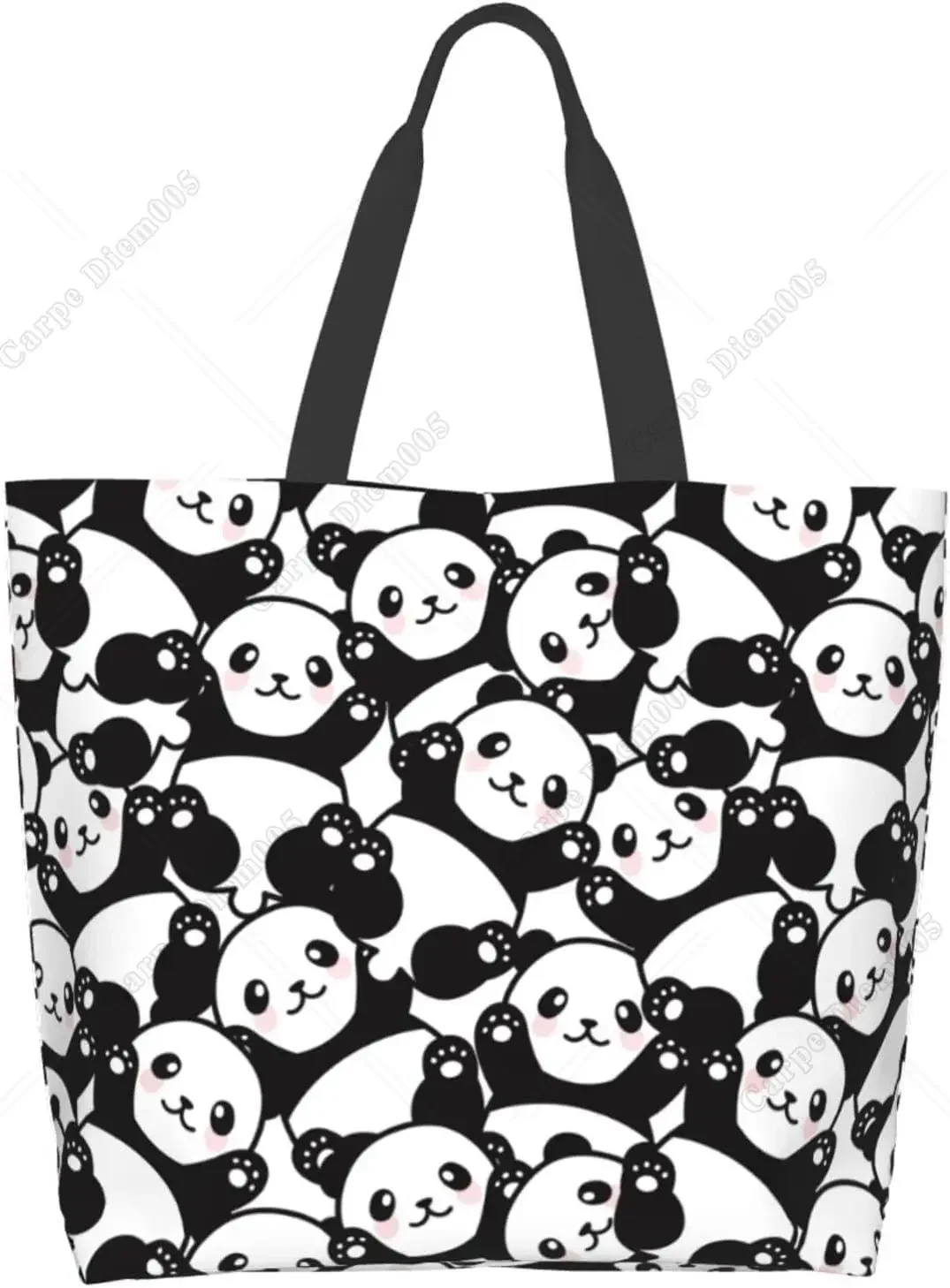 

Panda Cute Cartoon Large Tote Bag Large Shoulder Bag Casual Reusable Handbag for Women Shopping Grocery Work Fashion