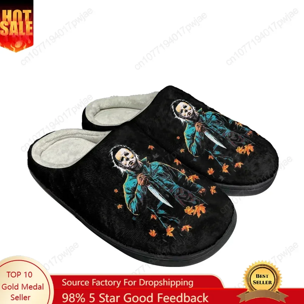 

Terror Michael Myers Cotton Slippers Mens Womens Sandals Plush Casual Keep Warm Shoes Thermal Soft Plush Non-Slip Slipper