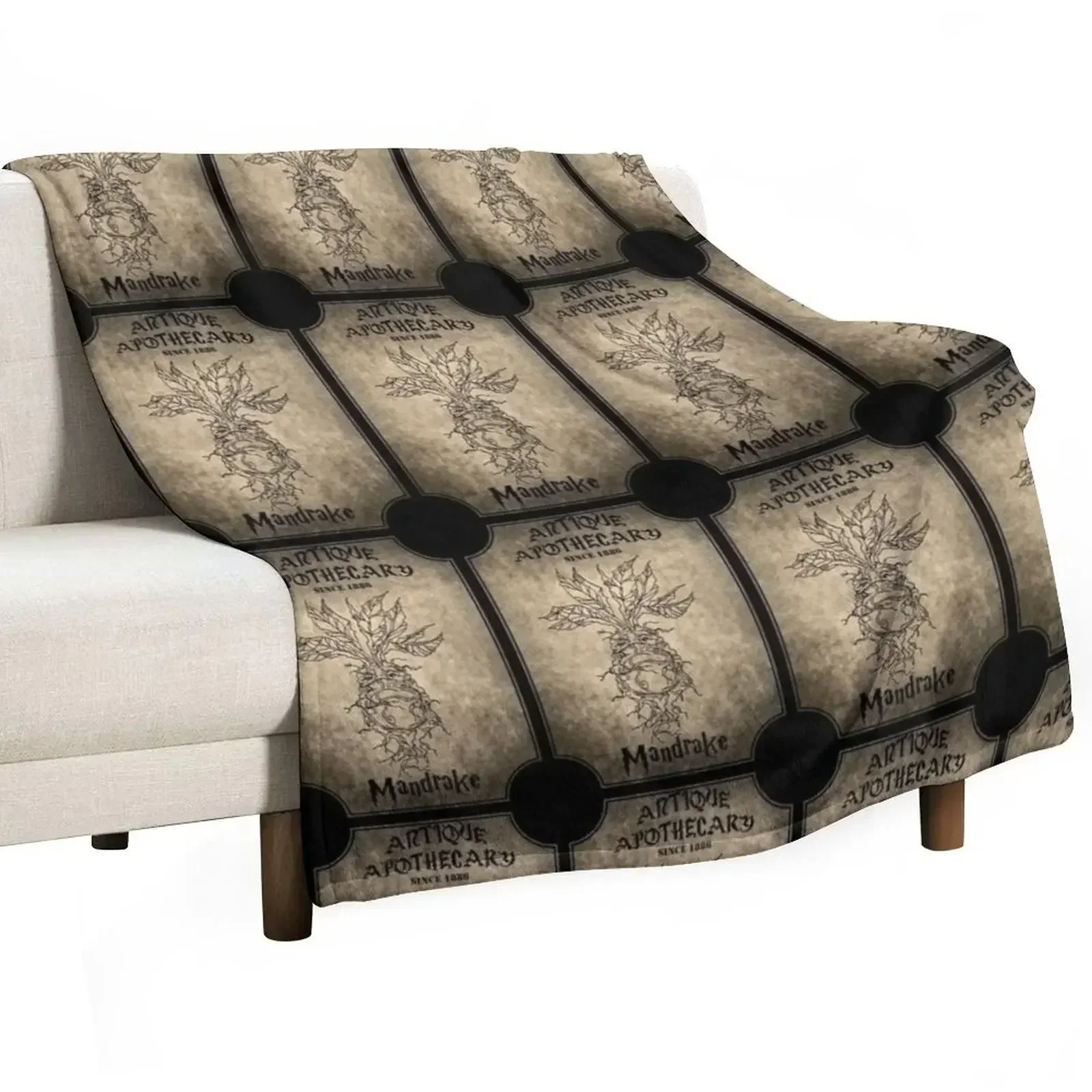 MANDRAKE APOTHECARY LABEL Throw Blanket Quilt Moving Blankets