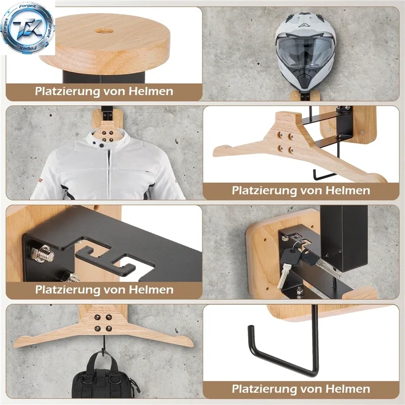 

【Multi-functional】Helmet Wall-Mounted Bracket Bearing Capacity 10KG Motorcycle Helmet Holder Multipurpose Helmet Display Hanger