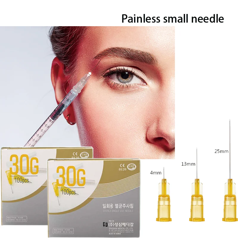 100pcs/box Painless Small Needle 18G 25G 27G 30G 31G 32G 4mm 13mm 25mm Eyelids Disposable Superfine Needles Tool Parts