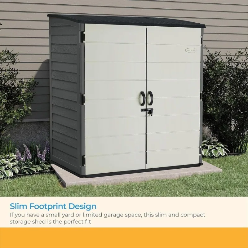 

Extra Large 106 Cu Ft Outdoor Storage Shed with Floor Lockable Double Doors Weatherproof Resin for Garden Tools Pool