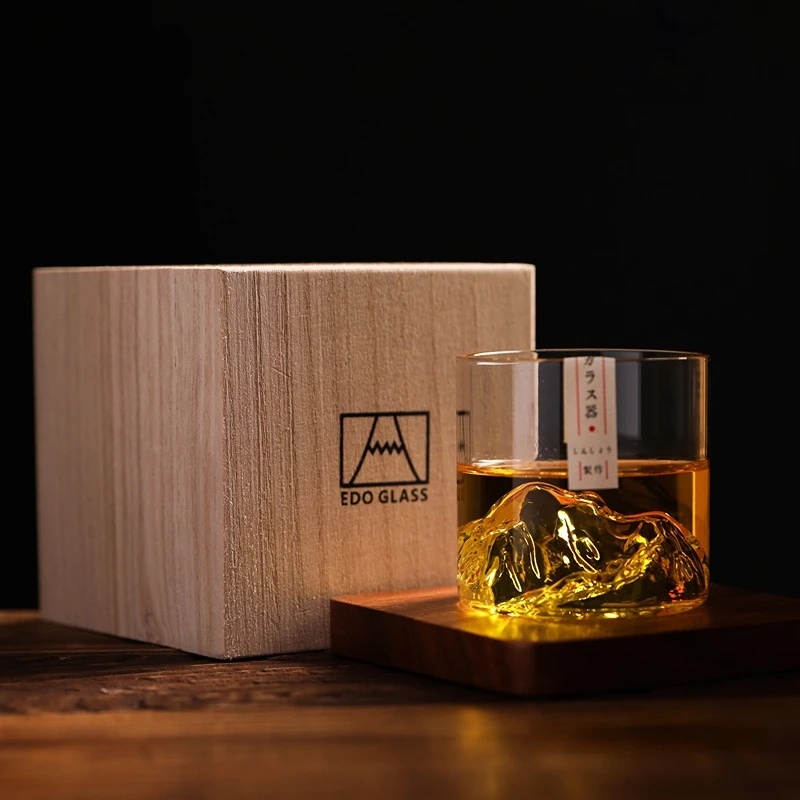 Maya Star Japanse Stijl Clear Whiskey en Brandy Cocktail Glas - Mount Fuji Driedimensionale Cup Bodem A1 Maya Star Japanse Stijl Clear Whiskey en Brandy Cocktail Glas - Mount Fuji Driedimensionale Cup Bodem A1