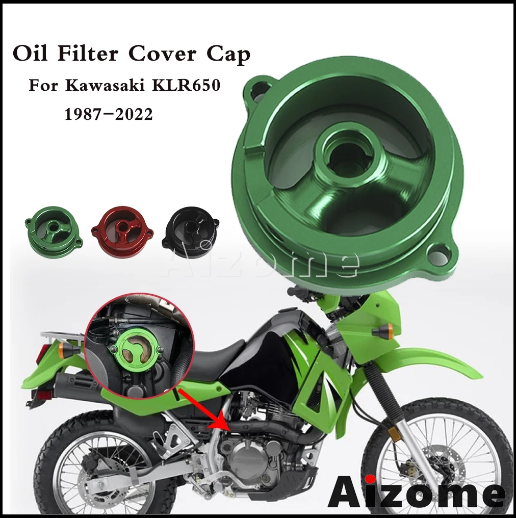 Motorcycle Aluminum Engine Oil Filter Clear Cover Cap Protector Guard Accessories For Kawasaki KLR650 KLR 650 KLR-650 1987-2022