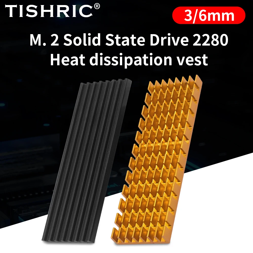 TISHRIC Radiator Aluminum Alloy M.2 Solid Universal Heatsink Cooling for 2280 NVME NGFF M.2 Solid State Disk ,3 / 6mm Thick Cool