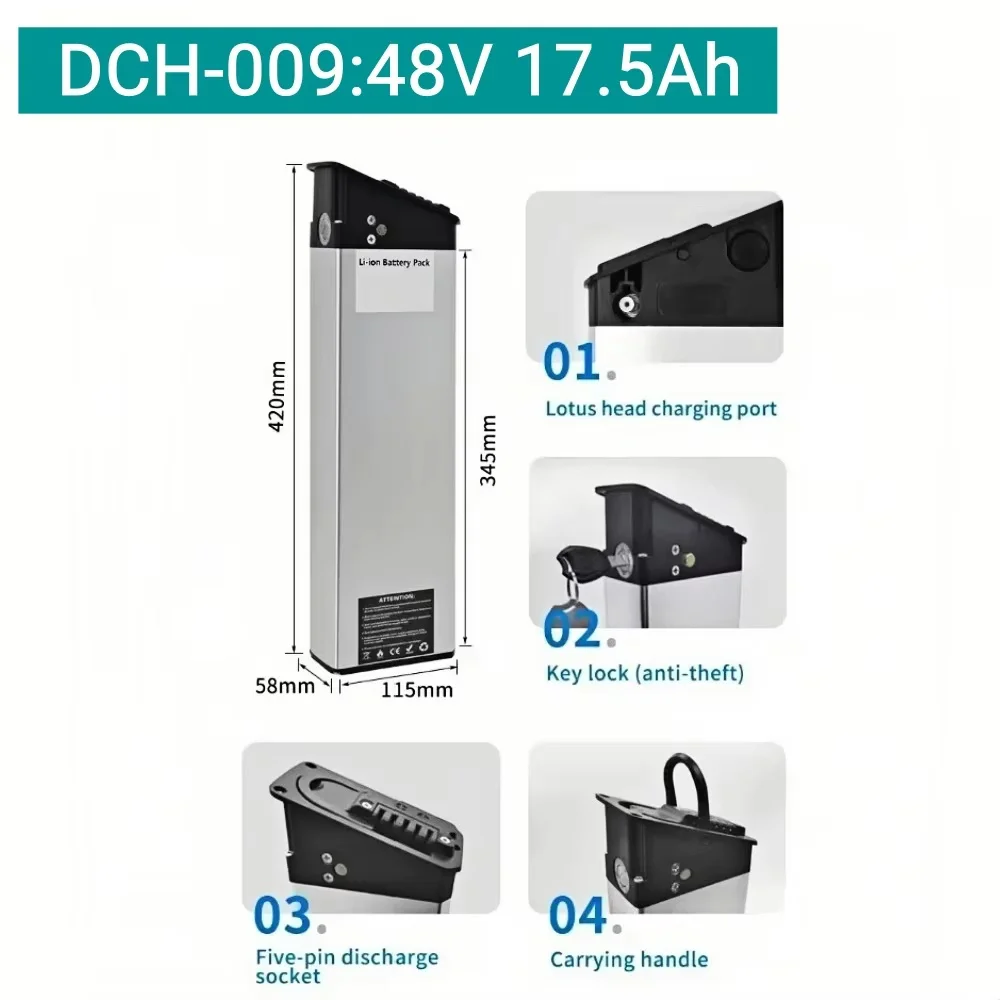 Vervangende accu voor Engwe EP-2 Pro Engine Pro Version Engine X DCH 009 accu 48V 17.5Ah 16Ah 13Ah MATE X Ginghma R7 Pro