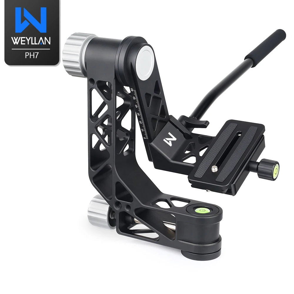 GH7 Professional Heavy Duty Gimbal Tripod Head 360 Degree 720 Panoramic for DSLR Camera Lens Telescope with Arca-Swiss QR Plate