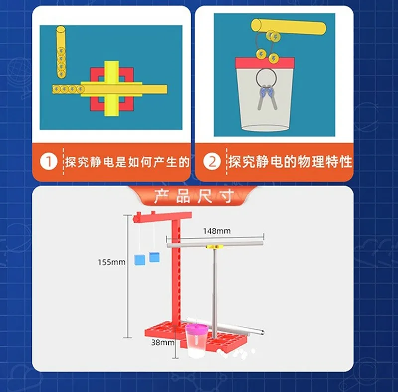 

1 комплект материалов для самостоятельного изготовления и игр с учебными пособиями, электрификация трения, студенты, научно изготовленные