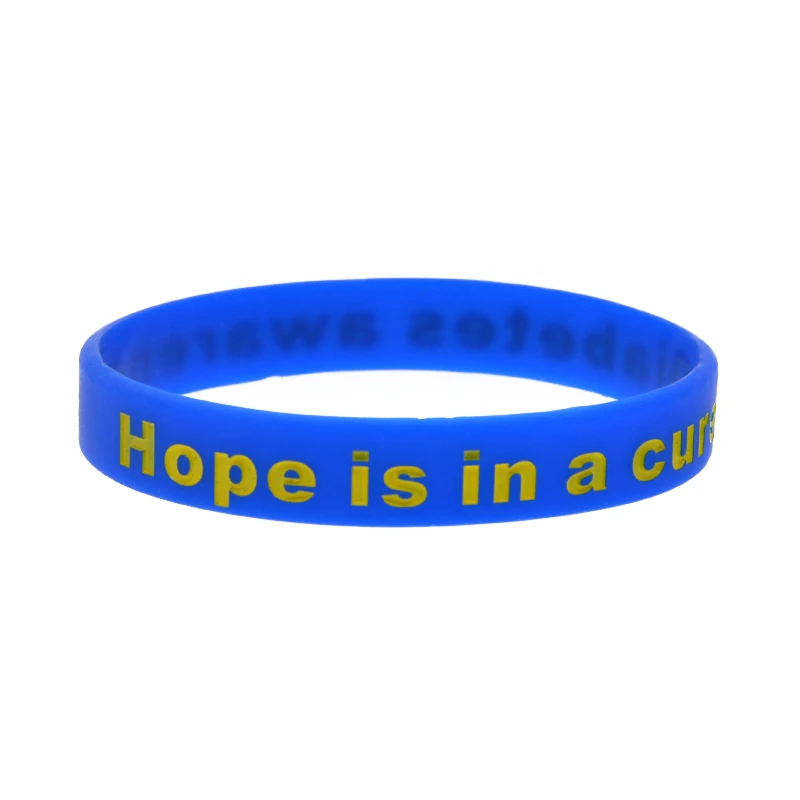 1 PC Diabetes Awareness Silicone Rubber Wristband Hope Is In A Cure Inspirational Bracelet Adult Size