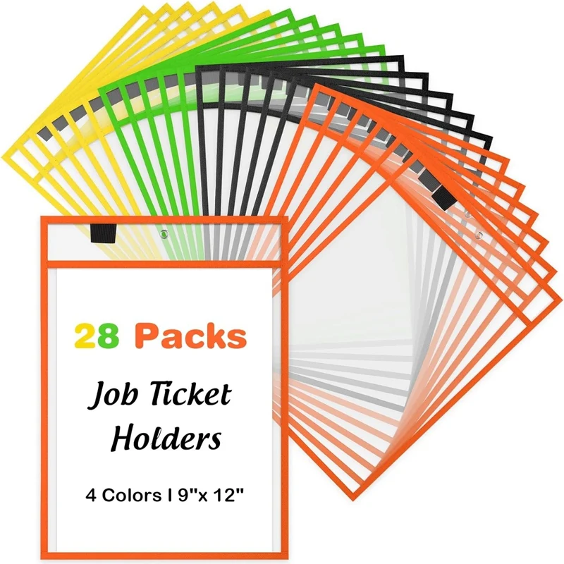 28Piece Work Note Holder Reusable Note Holder Pocket Plastic File Bag Dry Erase Sleeve For Teacher Office Organization