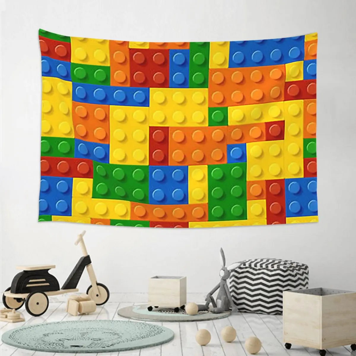 Building Blocks Construction Brick Tapestry Hippie Wall Hanging Aesthetic Home Decor Tapestries for Living Room Dorm Room