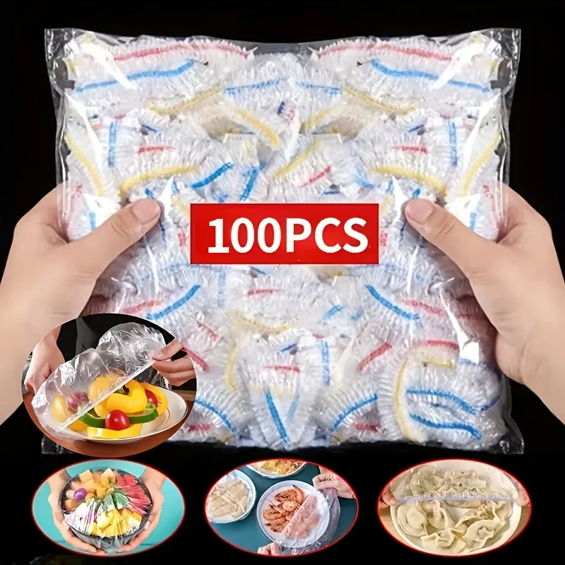 500Pcs Food Grade Fruit Fresh-keeping Plastic Bag Disposable Food Cover Preservation Storage Food Bowl Protective Covers