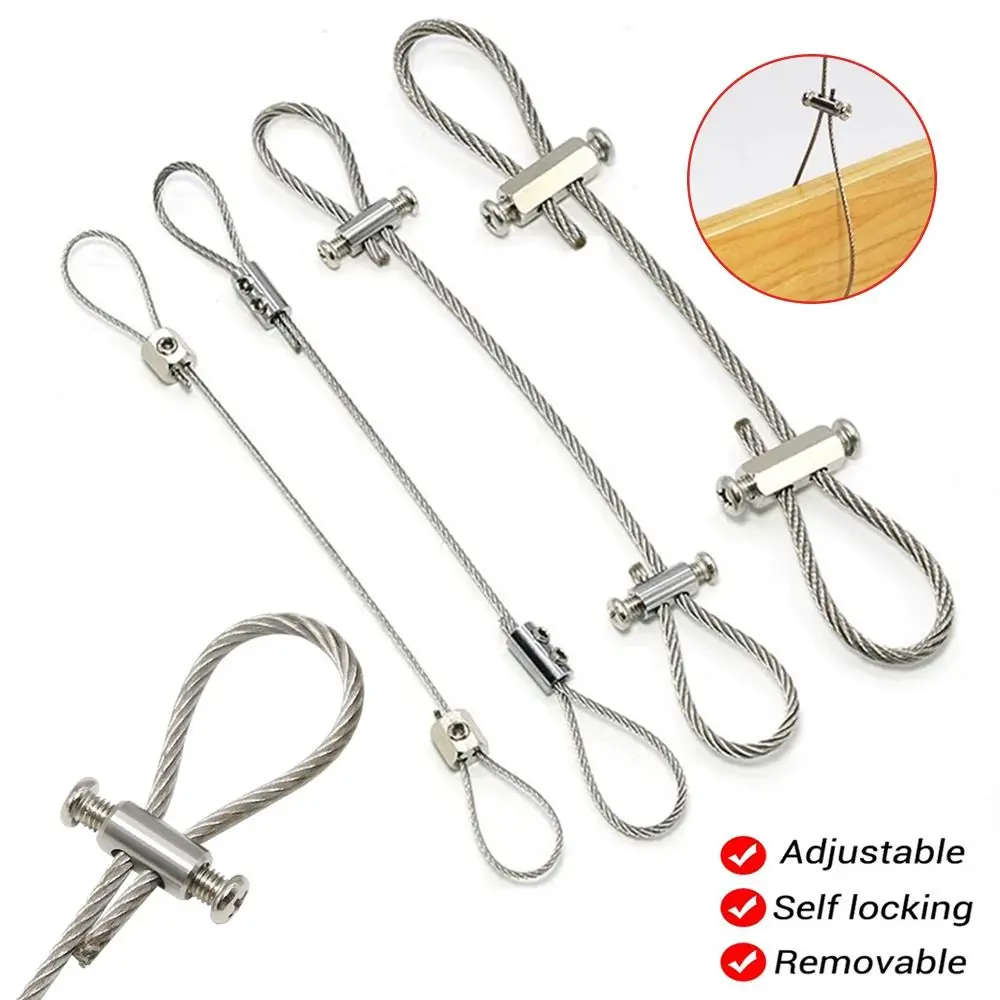 ลวดสลิงสแตนเลสใหม่ พร้อมตัวล็อค ขนาด 1.5/2/3/4 มม. แบบยืดหดได้ ปรับความยาวได้ สำหรับแขวนไฟ