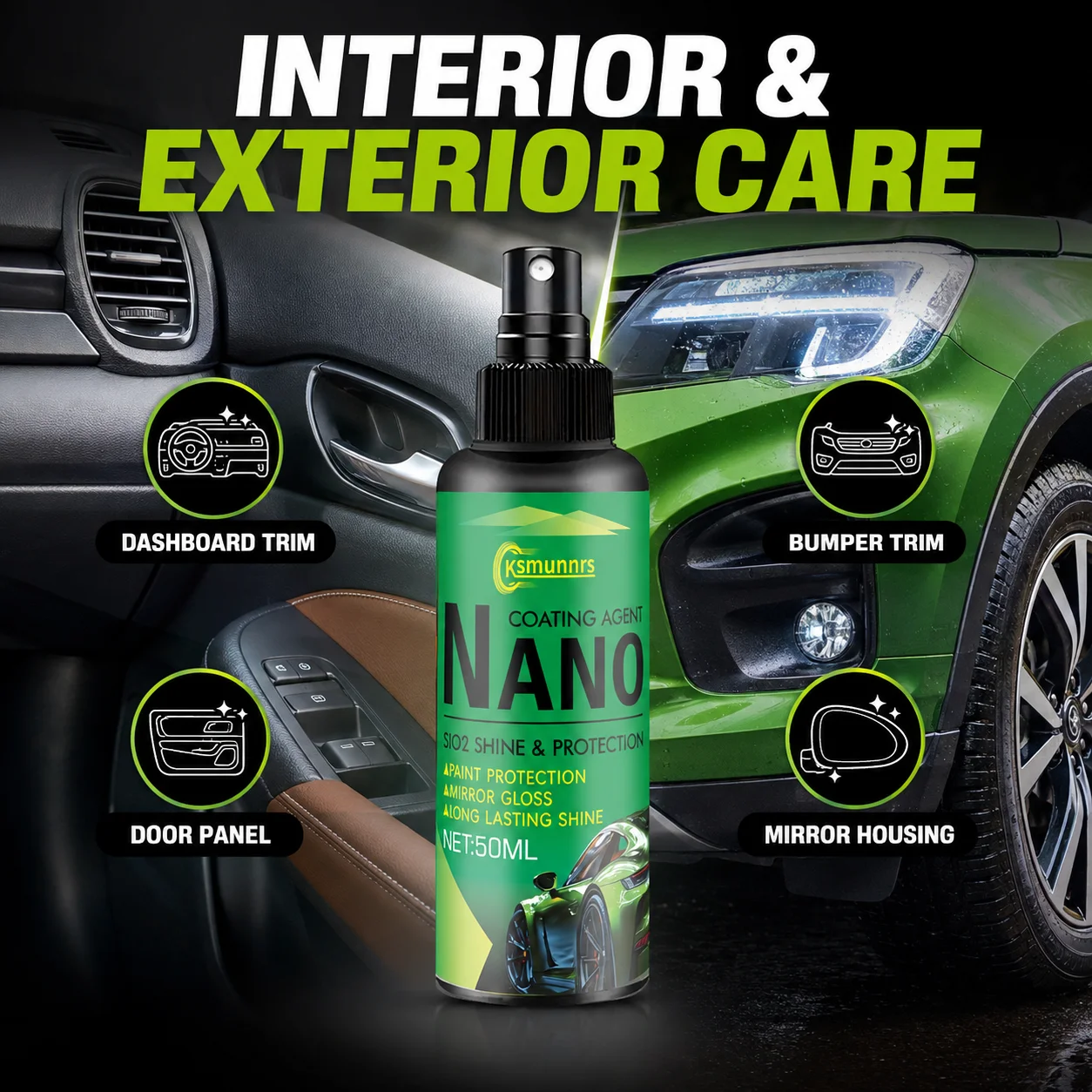 New Plastic coating spray, interior renovation protector, long-term hydrophobic and scratch resistant coating, instrument panel
