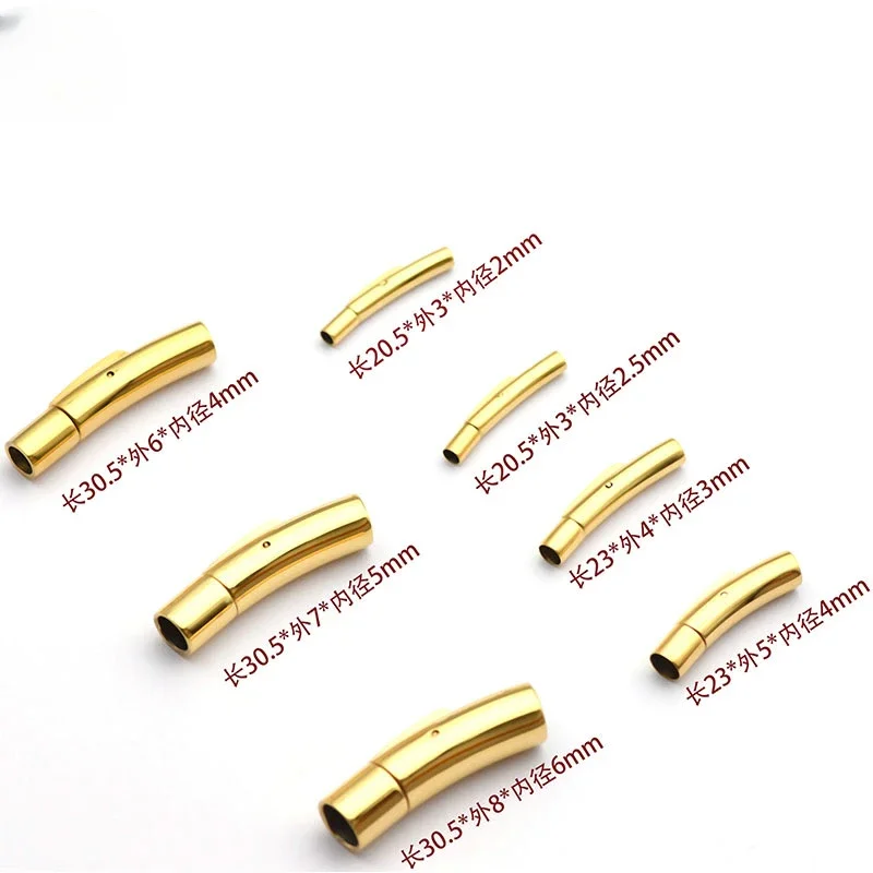 20Pcs Stainless Steel Curved Tube Snap Lock Clasp Metal End Connector Buckle for Braided Rope Bracelet DIY Jewelry Findings