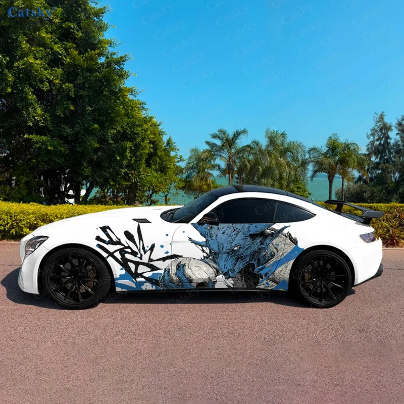 

Украшение боковой наклейки автомобиля с рогатым монстром и черепом, водонепроницаемая, устойчивая к царапинам наклейка из ПВХ, защита автомобиля, автоаксессуары в подарок