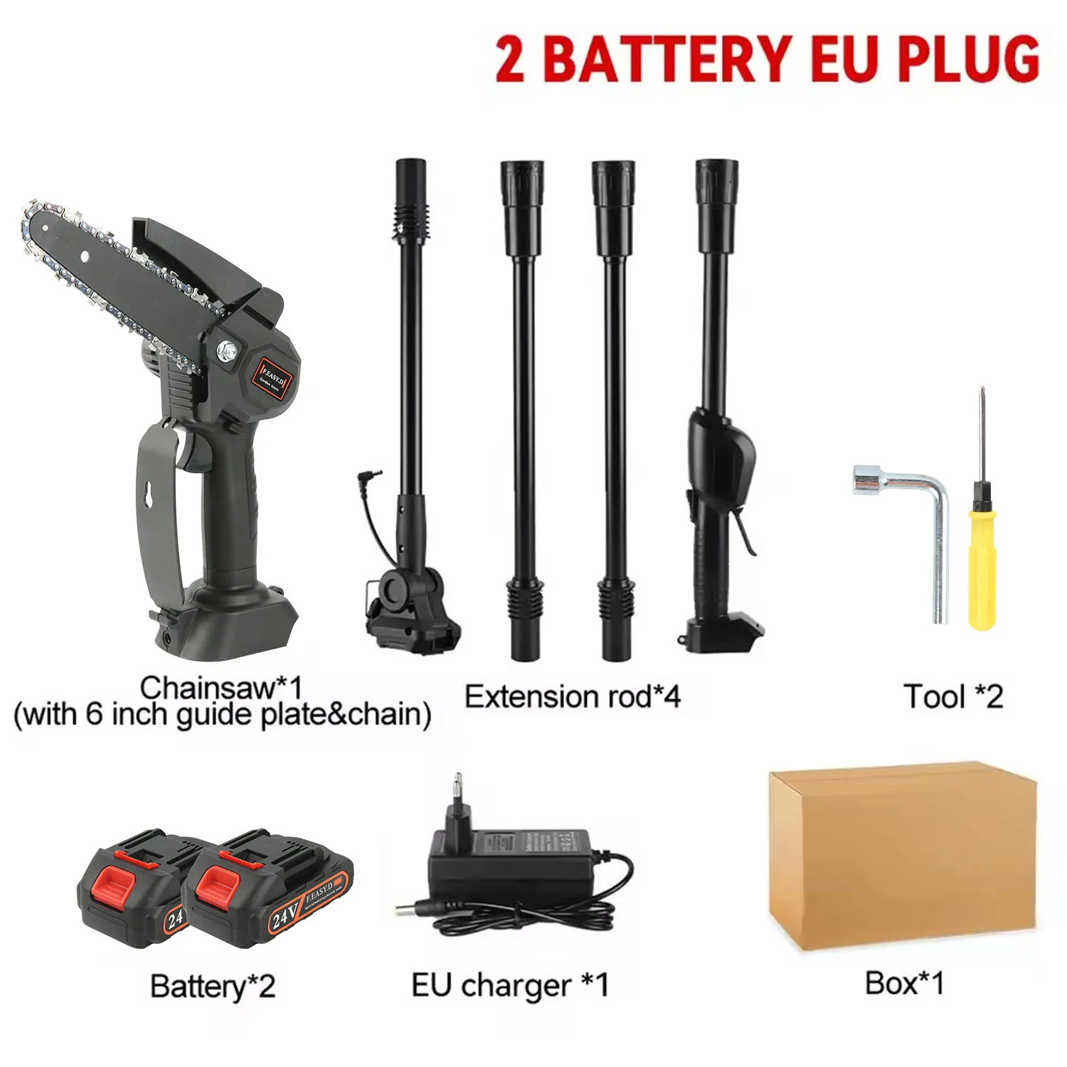 3500W Krachtige Elektrische Zaag 130-225cm Telescopische Kettingzaag Hoogtakzaag 2-in-1 Tuin Boomzaag voor 18V 21V Accu