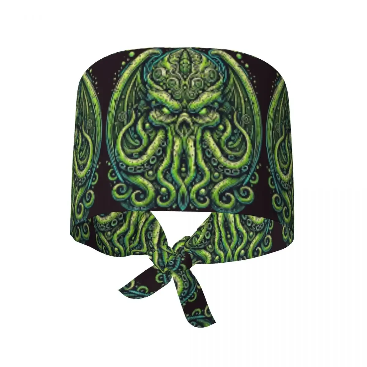 Green Cthulhu Octopus With Tentacles And Teeth Scrub Hat Doctor Working Surgical Cap Men Women Nursing Caps for Dentist