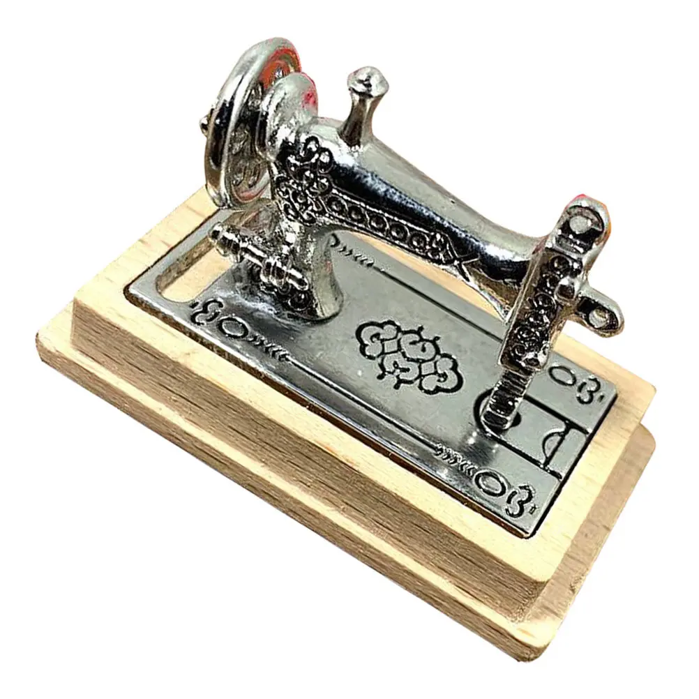 

Miniature Sewing Machine Wooden Decorative Mini House Accessory Simulation Home Desktop Decor Mini Furniture Ornament