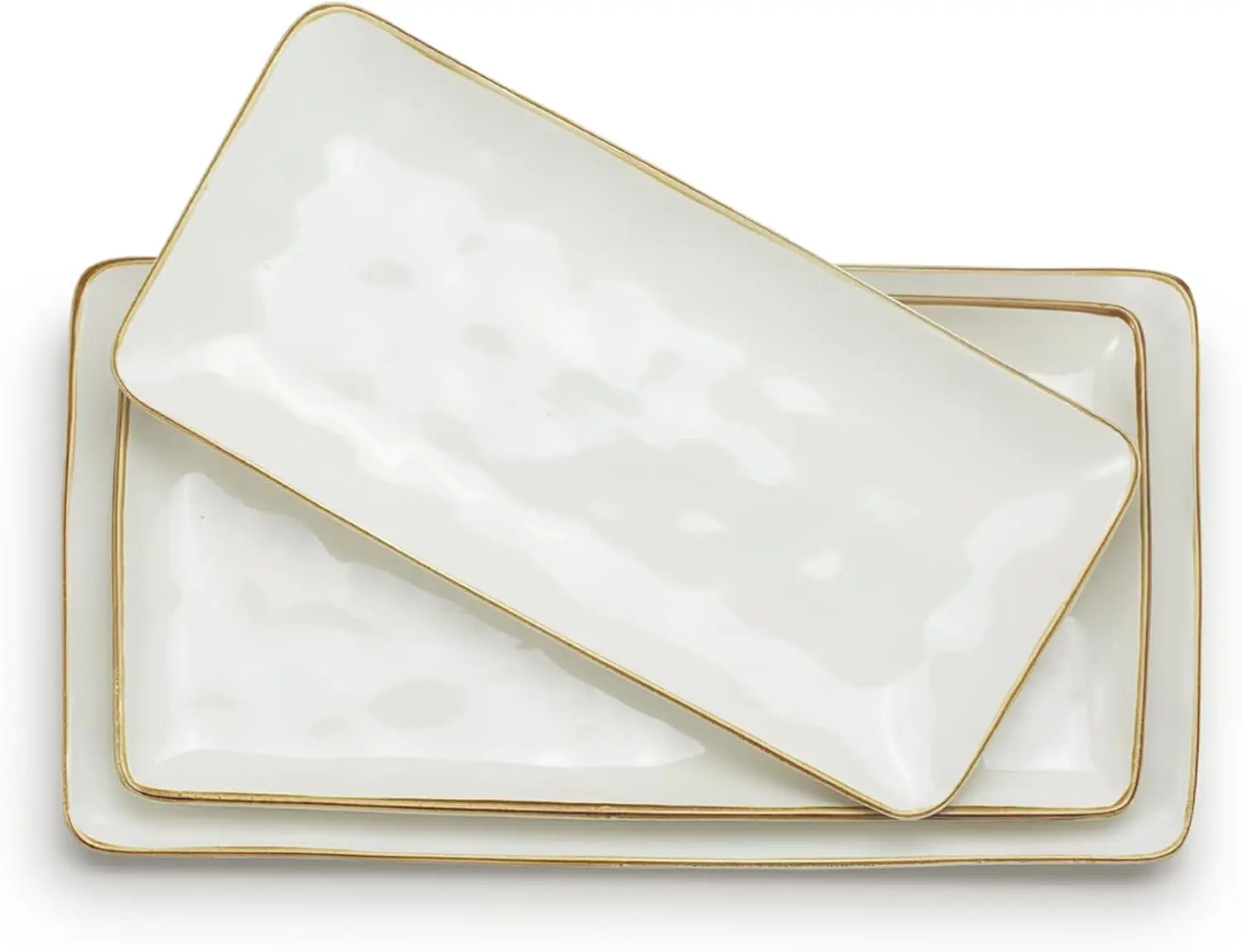 

Rectangular Stoneware Serving Platter, Microwave & Dishwasher Safe, for Parties, Turkey, Cheese, Ocean Series in Vanilla White