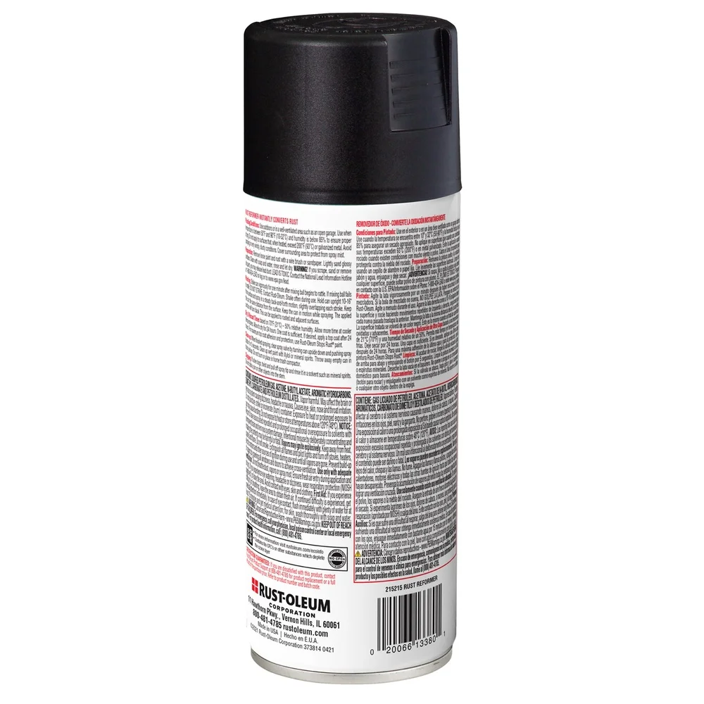 Black Rust Reformer Spray Paint 10.25oz Converts Rust to Non-Rusting Surface Quick Drying Easy Application Indoor Outdoor Use