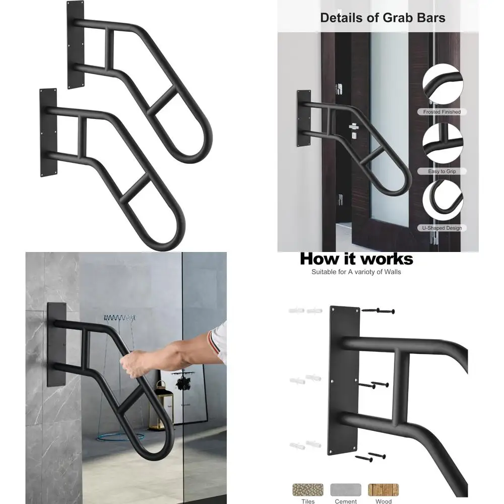 قضبان يدوية للدرج الخارجية لسلامة المسنين، قضبان إمساك على سطح السفينة على الحائط، درابزين الشرفة، قضبان دعم على شكل حرف U لكبار السن #1