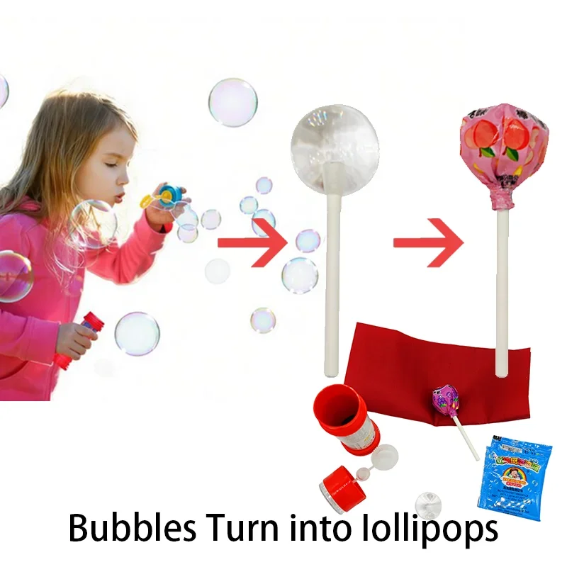 

Bubbles Turn Into Iollipops Magic Tricks Props Suit Funny Stage Magic Toys for Children Street Gimmick Easy to do for Beginner